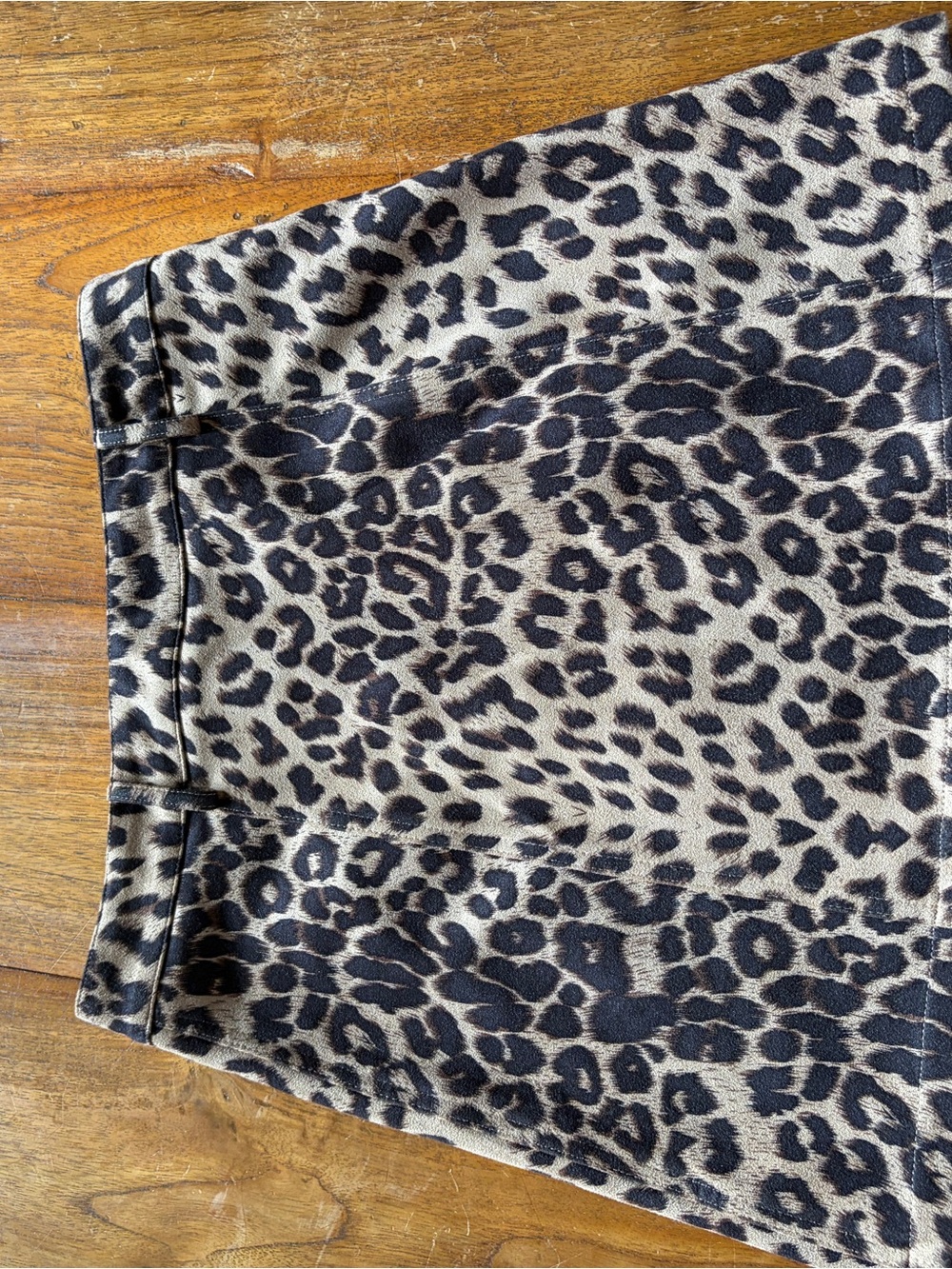 She + Sky Leopard Print Button-Front Mini Skirt - Brown/Black - Picture 2 of 3